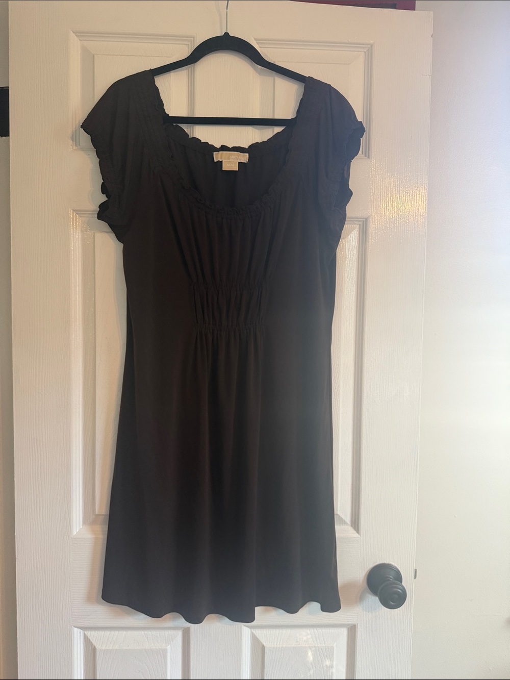 MICHAEL Michael Kors Brown Short Sleeve Scoop Neck Mini Dress